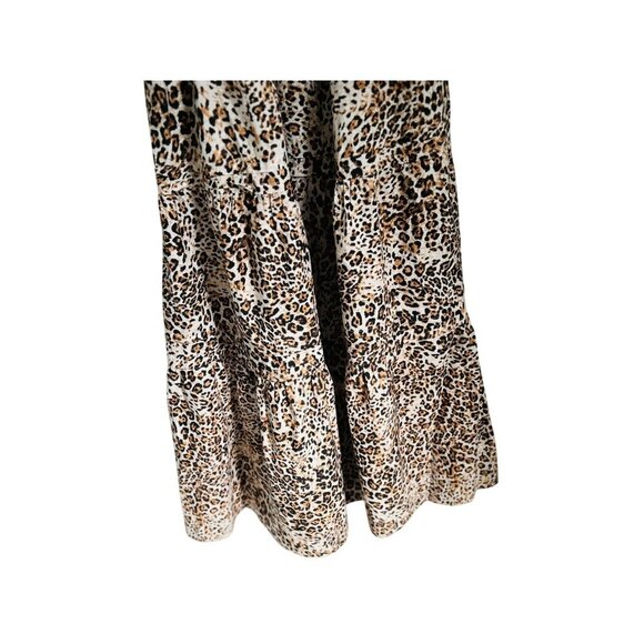 Anthropologie Somerset collection Maxi Dress Leopard Print Short Sleeves & Smock - Picture 7 of 10